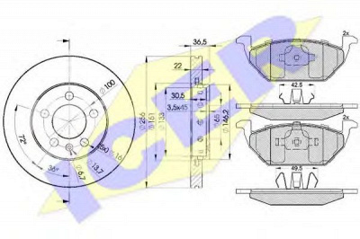 ICER 313385602 -  Комплект тормозов, дисковый тормозной механизм