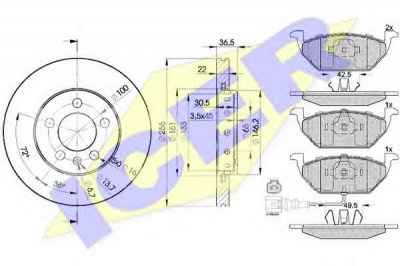 ICER 313495602 -  Комплект тормозов, дисковый тормозной механизм