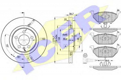ICER 313495603 -  Комплект тормозов, дисковый тормозной механизм
