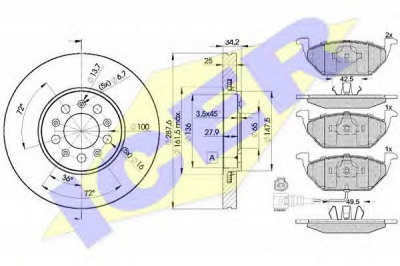 ICER 313495604 -  Комплект тормозов, дисковый тормозной механизм
