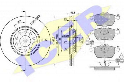 ICER 313624065 -  Комплект тормозов, дисковый тормозной механизм