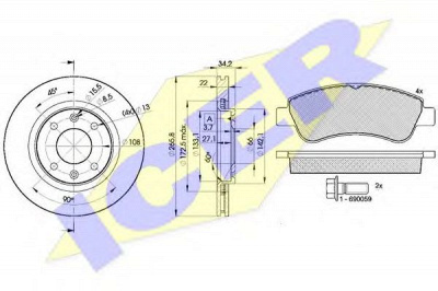 ICER 313884750 -  Комплект тормозов, дисковый тормозной механизм