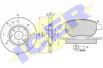 ICER 314294752 -  Комплект тормозов, дисковый тормозной механизм