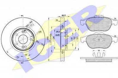 ICER 314322235 -  Комплект тормозов, дисковый тормозной механизм