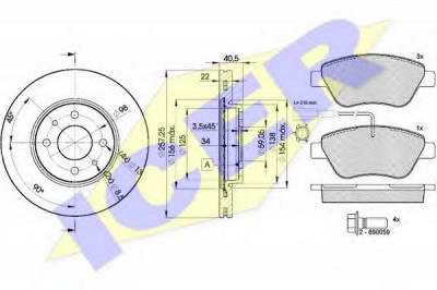 ICER 314441650 -  Комплект тормозов, дисковый тормозной механизм