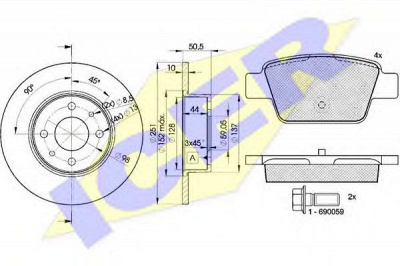 ICER 315034070 -  Комплект тормозов, дисковый тормозной механизм