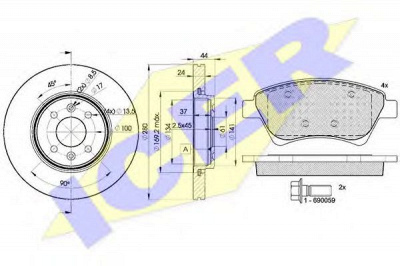 ICER 315357829 -  Комплект тормозов, дисковый тормозной механизм