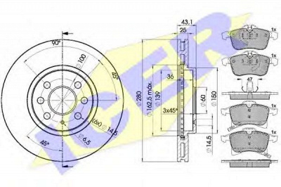 ICER 315929007 -  Комплект тормозов, дисковый тормозной механизм