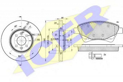 ICER 316497829 -  Комплект тормозов, дисковый тормозной механизм