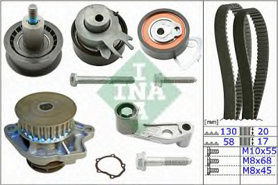 INA 530036030 -  Водяной насос + комплект зубчатого ремня
