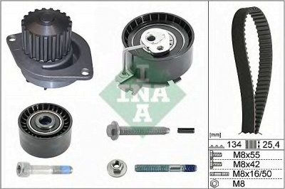 INA 530037930 -  Водяной насос + комплект зубчатого ремня