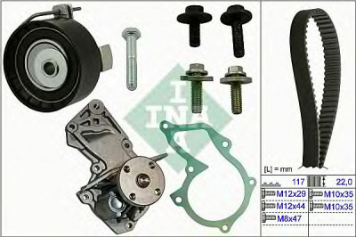 INA 530049530 -  Водяной насос + комплект зубчатого ремня