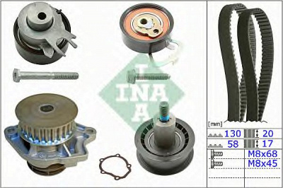 INA 530053830 -  Водяной насос + комплект зубчатого ремня