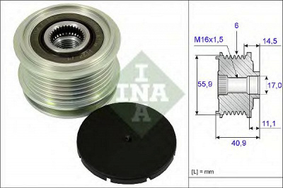 INA 535001210 -  Механизм свободного хода генератора