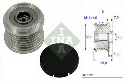 INA 535001410 -  Механизм свободного хода генератора