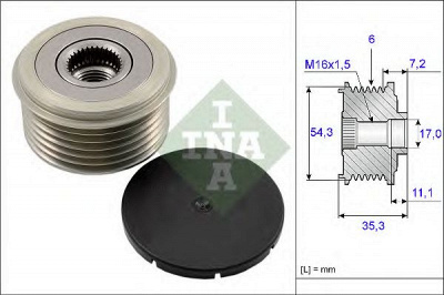 INA 535003910 -  Механизм свободного хода генератора