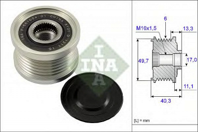 INA 535009310 -  Механизм свободного хода генератора