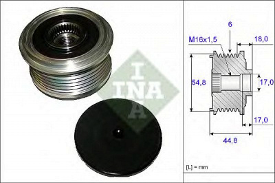 INA 535011410 -  Механизм свободного хода генератора
