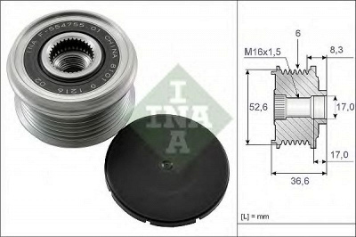 INA 535013710 -  Механизм свободного хода генератора