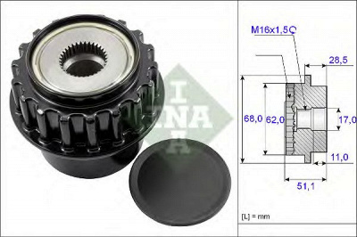 INA 535017510 -  Механизм свободного хода генератора