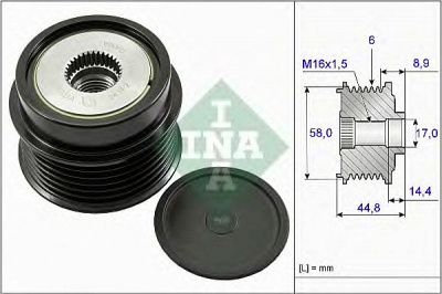 INA 535027110 -  Механизм свободного хода генератора