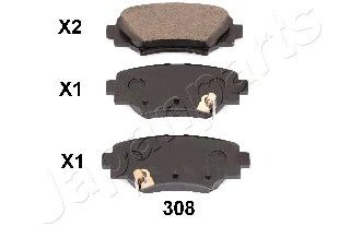 JAPANPARTS pp308af -  Комплект тормозных колодок, дисковый тормоз