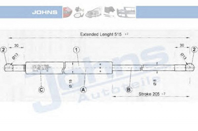 JOHNS 38099591 -  Газовая пружина, крышка багажник