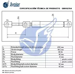 JUNIOR gh0112764 -  Газовая пружина, крышка багажник