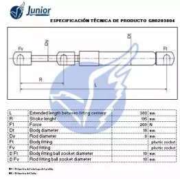 JUNIOR gh0203804 -  Газовая пружина, крышка багажник