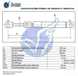 JUNIOR gh0225534 -  Газовая пружина, крышка багажник