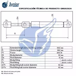 JUNIOR gh0263624 -  Газовая пружина, крышка багажник