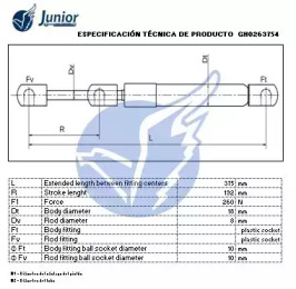 JUNIOR gh0263754 -  Газовая пружина, крышка багажник