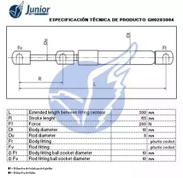 JUNIOR gh0283004 -  Газовая пружина, крышка багажник
