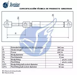 JUNIOR gh0295604 -  Газовая пружина, крышка багажник