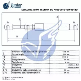 JUNIOR gh0304224 -  Газовая пружина, крышка багажник