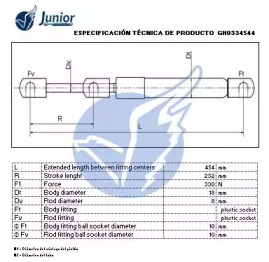 JUNIOR gh0334544 -  Газовая пружина, крышка багажник