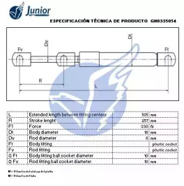 JUNIOR gh0335054 -  Газовая пружина, крышка багажник