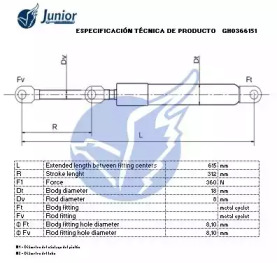 JUNIOR gh0366151 -  Газовая пружина, крышка багажник