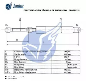 JUNIOR gh0372551 -  Газовая пружина, крышка багажник