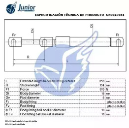 JUNIOR gh0372594 -  Газовая пружина, крышка багажник