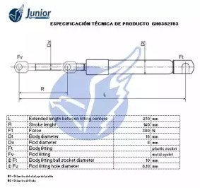JUNIOR gh0382703 -  Газовая пружина, крышка багажник