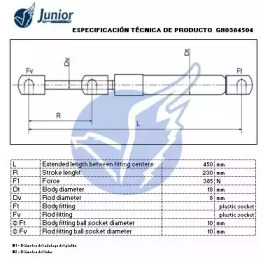 JUNIOR gh0384504 -  Газовая пружина, крышка багажник