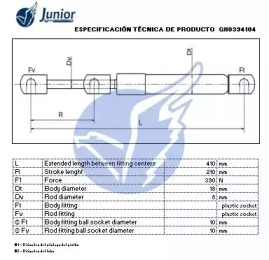 JUNIOR gh0394104 -  Газовая пружина, капот