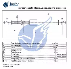 JUNIOR gh0394344 -  Газовая пружина, крышка багажник
