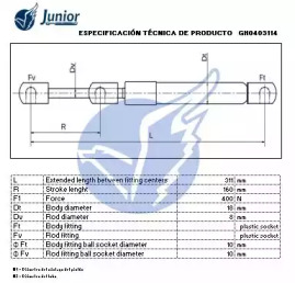 JUNIOR gh0403114 -  Газовая пружина, капот