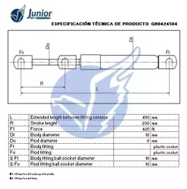 JUNIOR gh0424504 -  Газовая пружина, крышка багажник