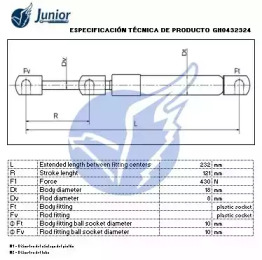 JUNIOR gh0432324 -  Газовая пружина, крышка багажник