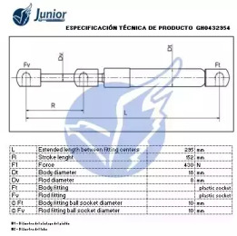 JUNIOR gh0432954 -  Газовая пружина, крышка багажник