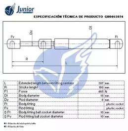 JUNIOR gh0463874 -  Газовая пружина, крышка багажник