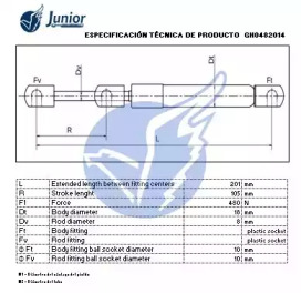 JUNIOR gh0482014 -  Газовая пружина, крышка багажник